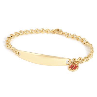 Ladies Stainless Steel ID bracelet w/ Engraveable Plaque and Dangling Medilog Charm