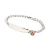 Ladies Stainless Steel ID bracelet w/ Engraveable Plaque and Dangling Medilog Charm