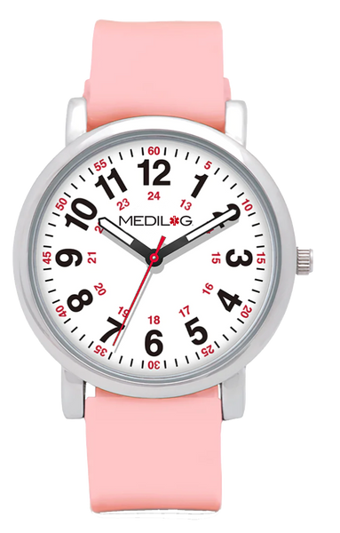 Medilog Nurse Watch With Silicone Band Red Second Hand Medilog medilog